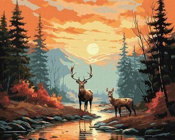 Картина за номерами Витончені олені &copy;art_selena_ua (KH6576) Ідейка 40 х 50 см фото інтернет-магазину Raskraski.com.ua