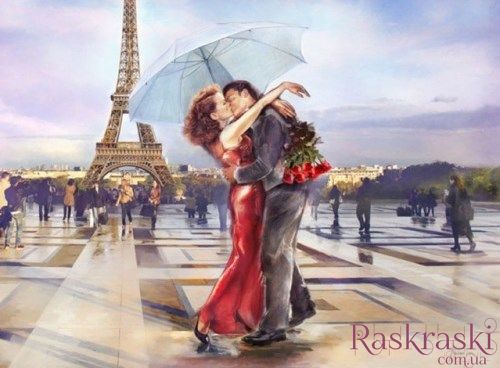 Алмазная вышивка Поцелуй в городе любви My Art (MRT-TN645, На подрамнике) фото интернет-магазина Raskraski.com.ua