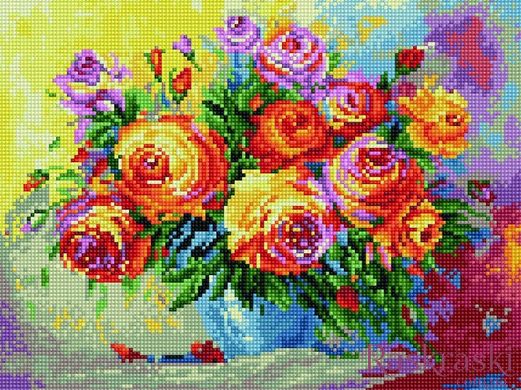 Картина из страз Яркие розы Rainbow Art (EJ884, На подрамнике) фото интернет-магазина Raskraski.com.ua