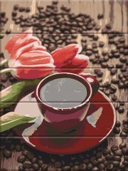 Картина по номерам Кофе и тюльпаны (ASW233) ArtStory фото интернет-магазина Raskraski.com.ua