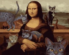 Раскраска для взрослых Мона Лиза с котами (BRM41871) фото интернет-магазина Raskraski.com.ua