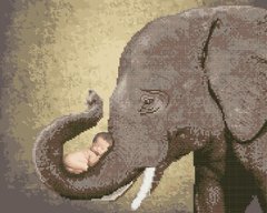 Алмазна картина Слон з дитиною (BGZS1149) НикиТошка фото інтернет-магазину Raskraski.com.ua