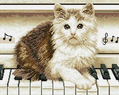 Картина алмазная вышивка Кот на рояле ColorArt (CLR-PSP056, На подрамнике) фото интернет-магазина Raskraski.com.ua
