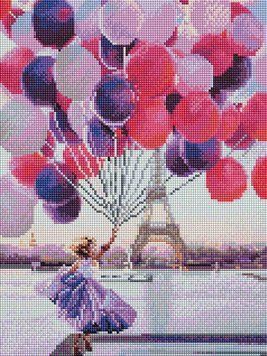 Алмазная мозаика Девочка с воздушными шарами ColorArt (CLR-PST456, На подрамнике) 30 х 40 см фото интернет-магазина Raskraski.com.ua