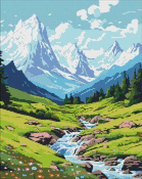 Картина стразами Літо в горах &copy;art_selena_ua Ідейка (AMO7812) 40 х 50 см фото інтернет-магазину Raskraski.com.ua
