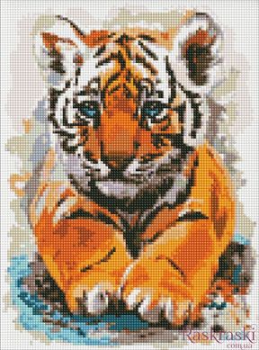 Алмазная мозаика Маленький тигрёнок Идейка (AMO7483, На подрамнике) фото интернет-магазина Raskraski.com.ua