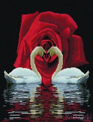 Картина алмазная вышивка Лебеди и розы ColorArt (CLR-PSP006, На подрамнике) фото интернет-магазина Raskraski.com.ua