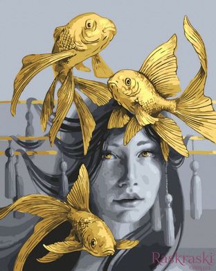 Картины по номерам Золотые рыбки (золотые краски) (BJX1106) фото интернет-магазина Raskraski.com.ua