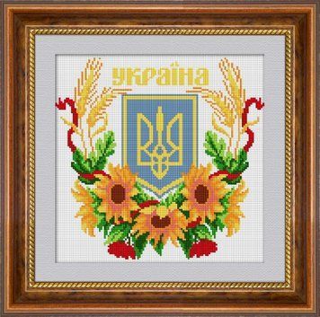 Картина стразами Герб україни 2 (повна зашивання, квадратні камені) Dream Art (DA-30085) 30 х 32,5 см фото інтернет-магазину Raskraski.com.ua