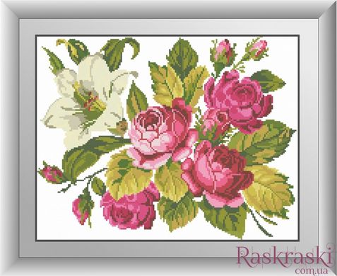 Алмазная мозаика Розы и лилия (квадратные камни, полная зашивка) Dream Art (DA-30485, Без подрамника) фото интернет-магазина Raskraski.com.ua