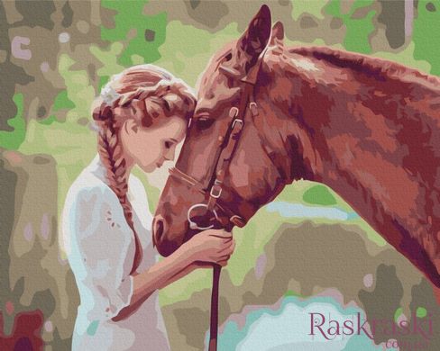 Живопись по номерам Девушка с конем (BSM-B51819) фото интернет-магазина Raskraski.com.ua