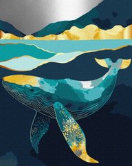 Картина за номерами Витончений кит з фарбами металік extra ©art_selena_ua (KHO6522) Ідейка (Без коробки)