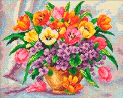 Картина из мозаики Яркие тюльпаны ТМ Алмазная мозаика (DMF-200, На подрамнике) фото интернет-магазина Raskraski.com.ua