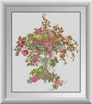 Картина из страз Розы в чаше Dream Art (DA-30741, Без подрамника) 48 х 56 см фото интернет-магазина Raskraski.com.ua