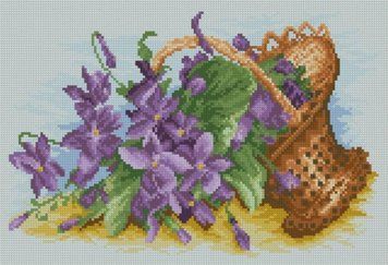 Картина зі страз Фіалки у кошику (27 х 40 см) Dream Art (DA-31541) 27 х 40 см фото інтернет-магазину Raskraski.com.ua