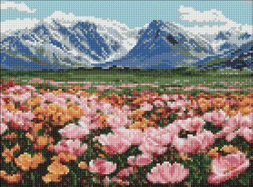 Картина мозаика Горное поле цветов &copy;art_selena_ua Идейка (AMO20347, На подрамнике) 30 х 40 см фото интернет-магазина Raskraski.com.ua