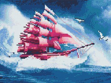 Картина стразами Рожевий корабель Rainbow Art (EJ1254) 30 х 40 см фото інтернет-магазину Raskraski.com.ua