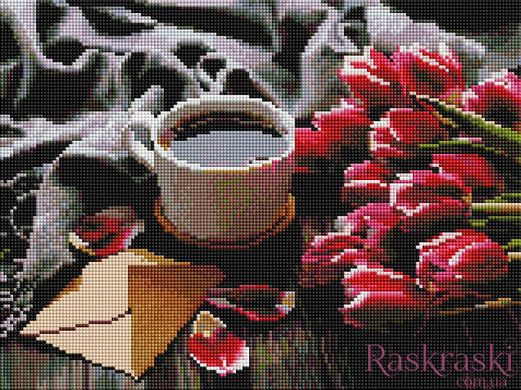 Алмазная мозаика Кофе и тюльпаны ColorArt (CLR-PST460, На подрамнике) фото интернет-магазина Raskraski.com.ua