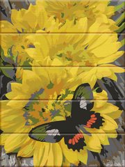 Картина за номерами на дереві Метелик на квітах (ASW077) ArtStory фото інтернет-магазину Raskraski.com.ua