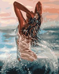 Раскраска по номерам Девушка в море (BK-GX40922) (Без коробки)