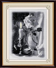 Алмазная живопись Свеча и роза (полная зашивка, квадратные камни) Dream Art (DA-30087, Без подрамника) фото интернет-магазина Raskraski.com.ua