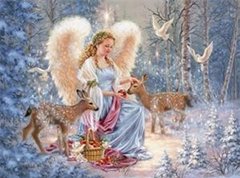 Алмазная картина Рождественский ангел (У) Диамантовые ручки (GU_177032, На подрамнике) фото интернет-магазина Raskraski.com.ua