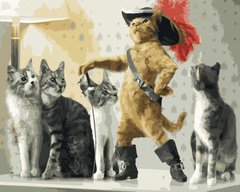 Раскраска по номерам Кот в сапогах (NIK-T00078) фото интернет-магазина Raskraski.com.ua