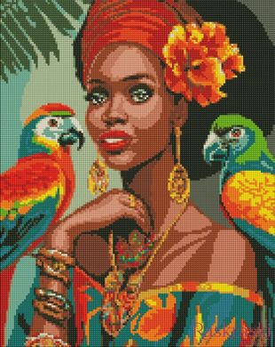 Набір алмазної мозаїки Африканська модниця з голограмними стразами (AB) ©art_selena_ua Ідейка (AMO7809) фото інтернет-магазину Raskraski.com.ua