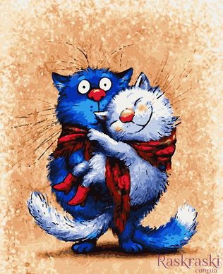 Картина по номерам Любофф синих кошек (ART-B-4690) Artissimo фото интернет-магазина Raskraski.com.ua