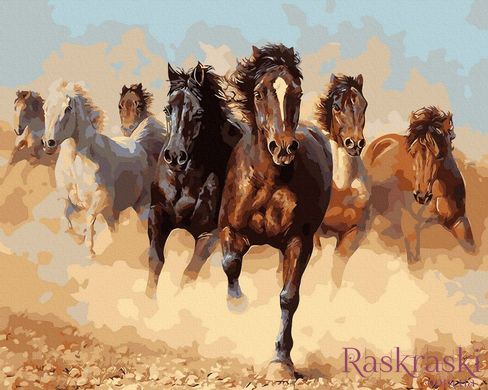 Картина по номерам Табун лошадей (BRM8945) фото интернет-магазина Raskraski.com.ua