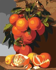 Малювання по номерам Натюрморт з апельсинами в пейзажі худ. Antonio Mensaque (GVR-180646) Диамантовые ручки (Без коробки)