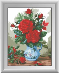 Картина из страз Красные розы (полная зашивка, квадратные камни) Dream Art (DA-30301, Без подрамника) фото интернет-магазина Raskraski.com.ua