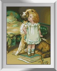Набор алмазная мозаика Девочка с собакой Dream Art (DA-31128, Без подрамника) фото интернет-магазина Raskraski.com.ua