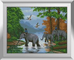 Набор алмазная мозаика Через реку (слоны) Dream Art (DA-31278, Без подрамника) фото интернет-магазина Raskraski.com.ua