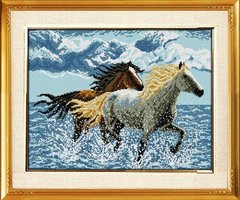 Набор алмазная мозаика Бегущие по волнам лошади (полная зашивка, квадратные камни) Dream Art (DA-30243, Без подрамника) фото интернет-магазина Raskraski.com.ua