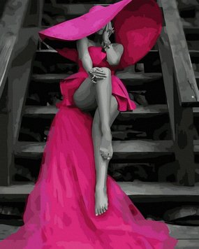 Раскраска для взрослых Девушка в розовом (BK-GX46749) (Без коробки)