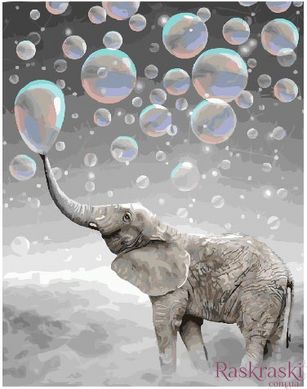 Картина по номерам Слон в пузырях (BRM25298) фото интернет-магазина Raskraski.com.ua