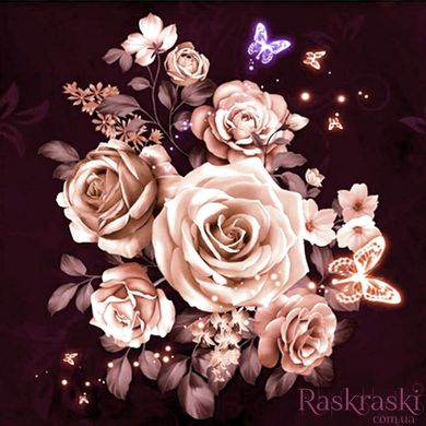 Алмазная вышивка Чайные розы ТМ Алмазная мозаика (DMF-345, На подрамнике) фото интернет-магазина Raskraski.com.ua