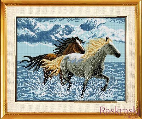 Набор алмазная мозаика Бегущие по волнам лошади (полная зашивка, квадратные камни) Dream Art (DA-30243, Без подрамника) фото интернет-магазина Raskraski.com.ua