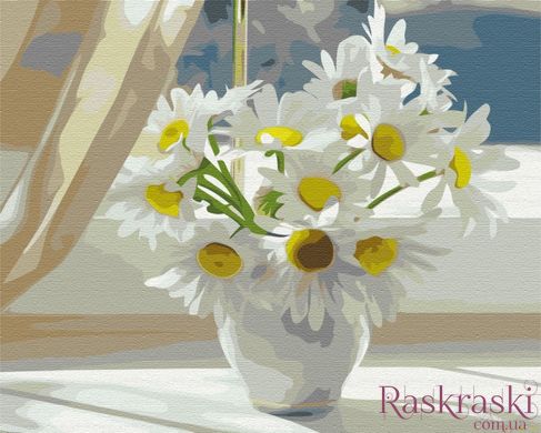 Картина за номерами Ромашки в білій вазі на вікні (BS22637) BrushMe (Без коробки)