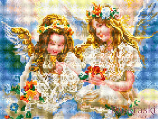 Алмазная живопись Ангелы с цветами Rainbow Art (EJ1265, На подрамнике) фото интернет-магазина Raskraski.com.ua