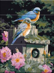 Картина за номерами з дерева Птахи у квітах (ASW094) ArtStory фото інтернет-магазину Raskraski.com.ua