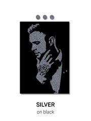 Портрет на замовлення фліп-флоп з блискітками, полотно 60x80 см срібло на чорному фото інтернет-магазину Raskraski.com.ua