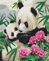 Полотно для малювання Мама панда з дитинчам (BSM-B51964) фото інтернет-магазину Raskraski.com.ua