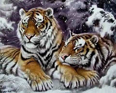 Алмазная техника Пара тигров в снегу My Art (MRT-TN1020, На подрамнике) фото интернет-магазина Raskraski.com.ua