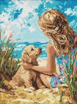 Алмазна вишивка Радісний песик &copy;art_selena_ua Ідейка (AMO8158) 30 х 40 см фото інтернет-магазину Raskraski.com.ua