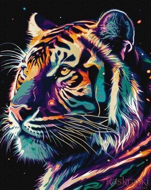 Малювання по номерам Фантастичний тигр з фарбами металік extra ©art_selena_ua (KHO6527) Ідейка (Без коробки)