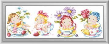 Набір алмазної мозаїки Дівчата в чашках Dream Art (DA-30367) 23 х 68 см фото інтернет-магазину Raskraski.com.ua