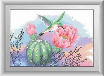 Алмазная мозаика Колибри и кактус (квадратные камни, полная зашивка) Dream Art (DA-30489, Без подрамника) 34 х 49 см фото интернет-магазина Raskraski.com.ua