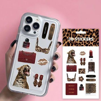 3D стікери Leopard mood Набір 8 стікерів